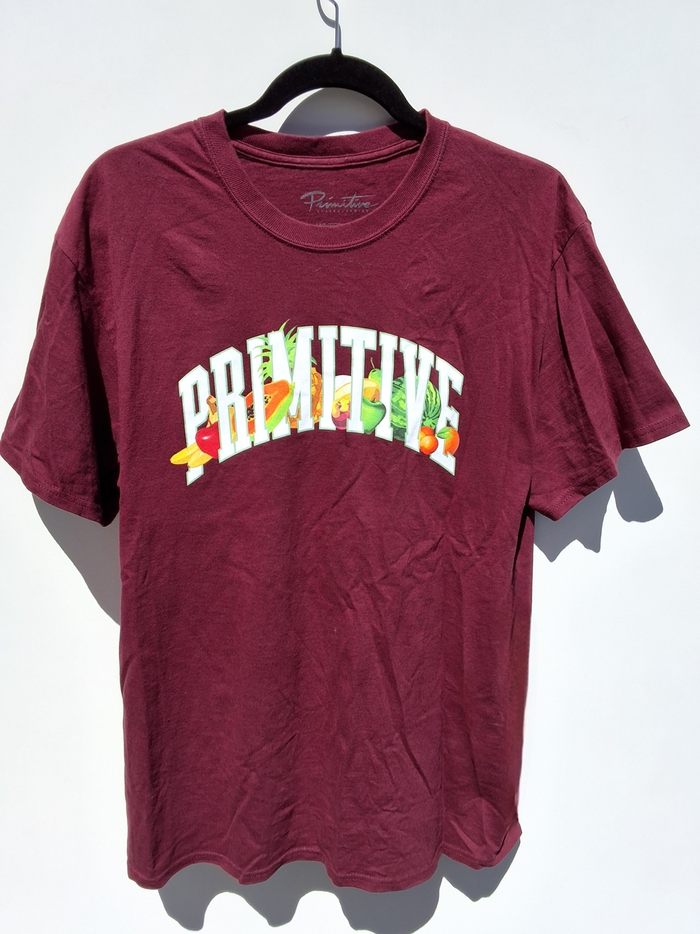 Primitive Graphic Fruit Logo T-Shirt - Maroon (Size L)